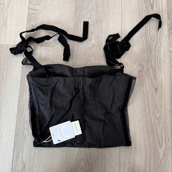 Commense Semi Sheer Y2K Dark Fairy Tied Mesh Cami Crop Top Black L - Picture 5 of 8
